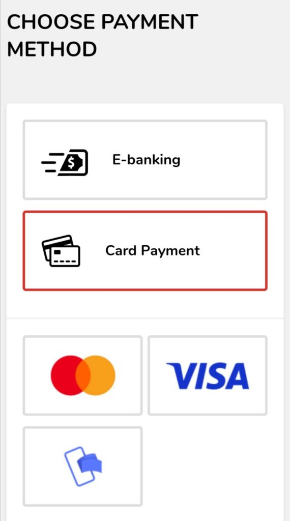 Onnibus支払い方法選択画面